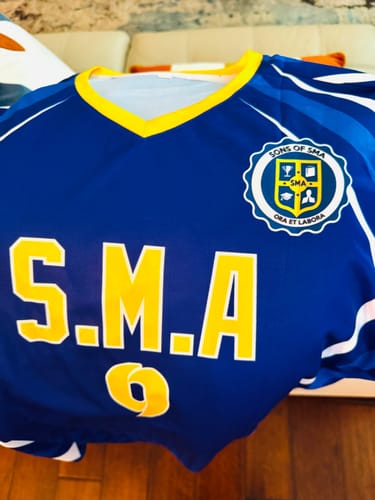Customer photo review of Custom Royal Abstract Breathable Soccer Tops/Sets Jersey
