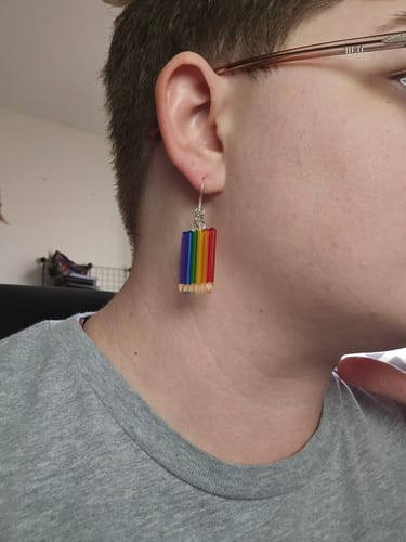 Shelby O. review of Exaggerated Colored Pencils Dangles Hypoallergenic Earrings for Sensitive Ears Made with Plastic Posts image 1 out of 1