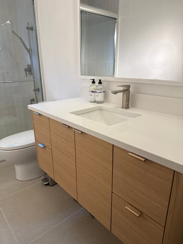 Customer photo review of Ashbury 48" Wall Mount Natural White Oak Bathroom Vanity