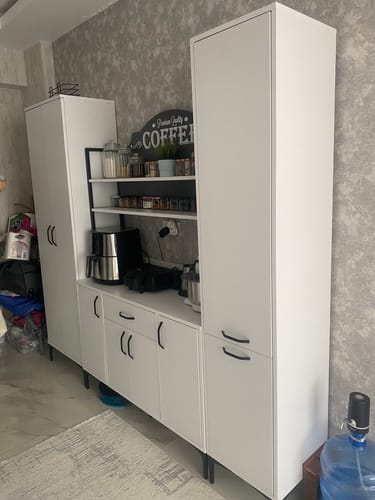 Customer photo review of Rani JE150 Kahve Köşesi Çok Amaçlı Dolap 8 Kapaklı 1 Çekmeceli Kiler Mutfak Dolabı Beyaz