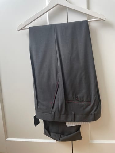 Customer photo review of VANNUCCI MILANO Handmade Gray Super 140'S Sartorial Dress Pants NEW