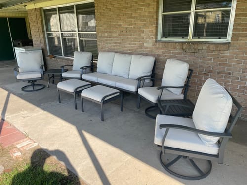 Customer photo review of HOMREST Patio Furniture Sets 7 PCS Outdoor Metal Conversation Sets with Coffee Side Table for Garden, Deck, Poolside, Beige
