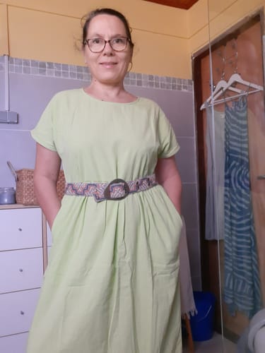 Customer photo review of Robe Elsie coton lavé vert anis