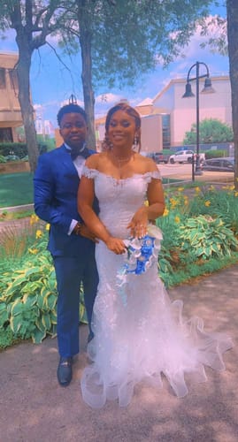 Customer photo review of Flynn White Beaded Gown