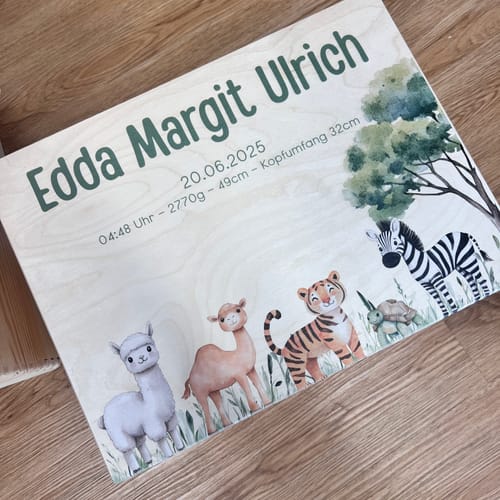 Customer photo review of Personalisierte Erinnerungskiste - Woodland Safarifreunde