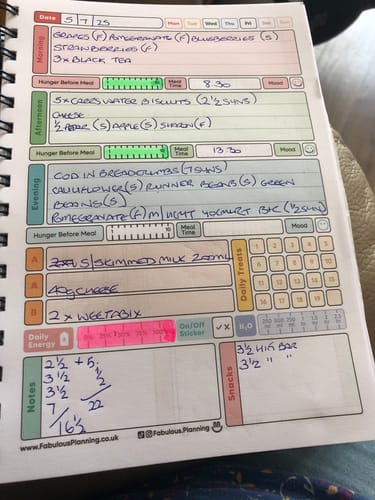 Customer photo review of Food Diary - C76 - Slimming World Compatible - Spacious