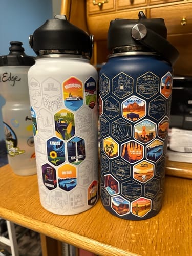 Customer photo review of Let's Wander™ USA National Parks Water Bottle + Sticker Set