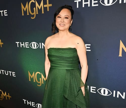 Customer photo review of Teresa Organza Gown in Green by Theia Couture - RENTAL