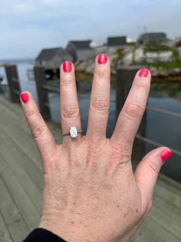 Customer photo review of Eliza 2.5 Carat Emerald Cut Side Stone Pave Lab Grown Diamond Ring in Platinum