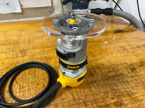 Customer photo review of Dewalt (DWP611/DCW600B) Palm/Trim Router Base Plate - 6" Round