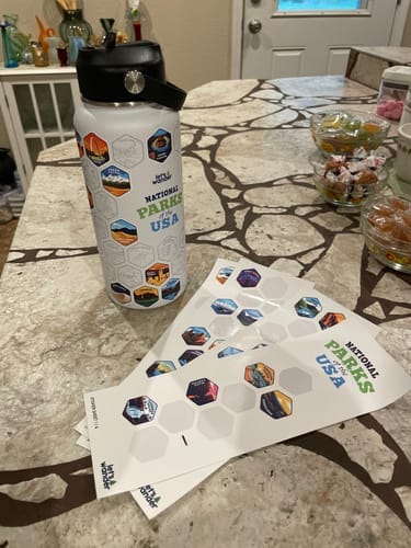 Customer photo review of Let's Wander™ USA National Parks Water Bottle + Sticker Set