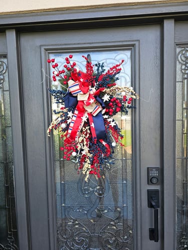 Customer photo review of Very Berry Patriotic Teardrop Swag