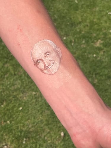 Customer photo review of Custom Photo Face Temporary Tattoo
