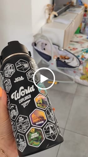 Customer photo review of Lets Wander™ World Explorer Water Bottle + Sticker Set