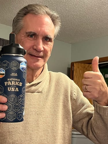 Customer photo review of Let's Wander™ USA National Parks Water Bottle + Sticker Set