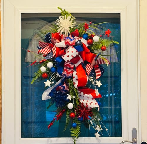 Customer photo review of July 4th Pinwheel Celebration Teardrop Swag