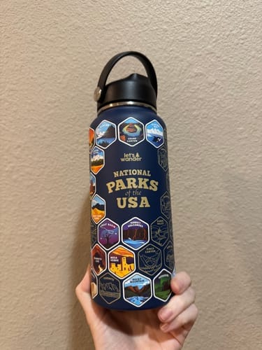 Customer photo review of Let's Wander™ USA National Parks Water Bottle + Sticker Set
