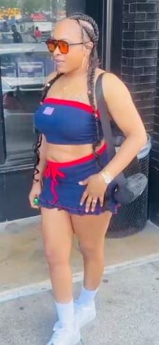 Customer photo review of Firework Babe USA Flag Tube Top & Skirt SET