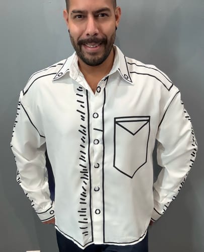 Customer photo review of Mens Comic Style Print Long Sleeve Shirt SKUK78353