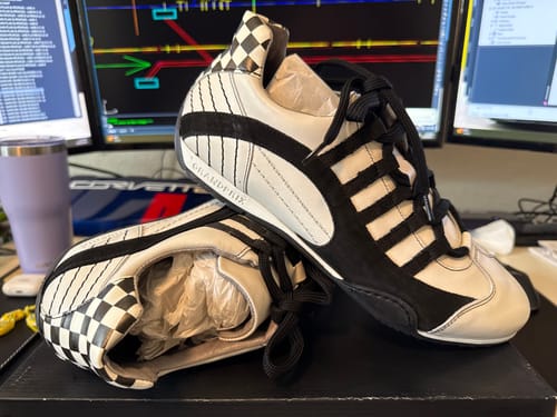 Customer photo review of Men's Racing Sneaker in Checkered Flag (White and Black)