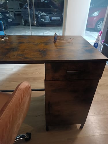 Customer photo review of Μεγάλο Γωνιακό Γραφείο Υπολογιστή Με Ντουλάπι Τραπέζι Γραφείου Βιομηχανικό Vintage Καφέ Μαύρο LW-D74X