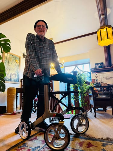 Customer photo review of MobilityPlus+ Deluxe 2.0 Ultra-Light Folding Rollator with Seat