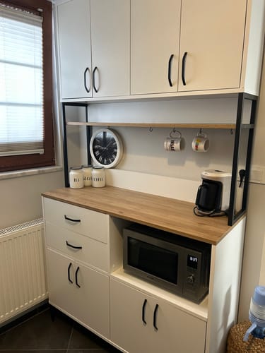 Customer photo review of Rani JE209 Çok Amaçlı Dolap 8 Kapaklı 2 Çekmeceli Raflı Kiler Mutfak Dolabı Beyaz - Sepet Ceviz
