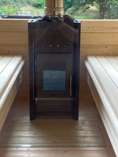 Customer photo review of Glasplatte Kamin, Funkenschutzplatte Glas für Kaminofen - Rechteck