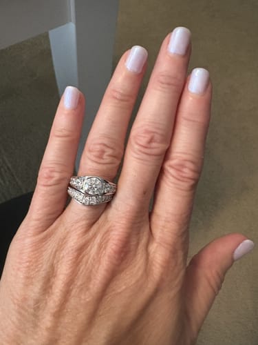 Customer photo review of Bezel Round Moissanite Channel Euro Shank Engagement Ring