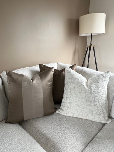 Customer photo review of Metallic Ivory Patches Pillow Cover