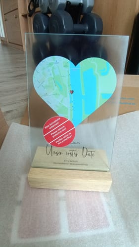 Kundenbewertung mit Foto zu "Unser Ereignis" - Personalisierte Acryltafel