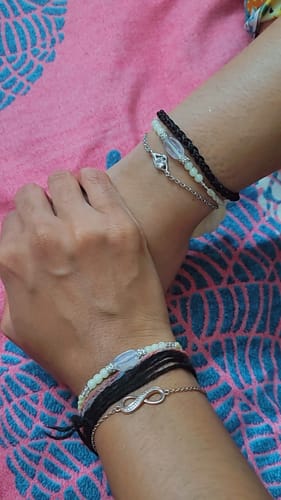 Customer photo review of Silver Falling Dew Bracelet