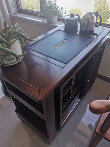 Customer photo review of Extendable & Rotatable Walnut Movable Tea Table