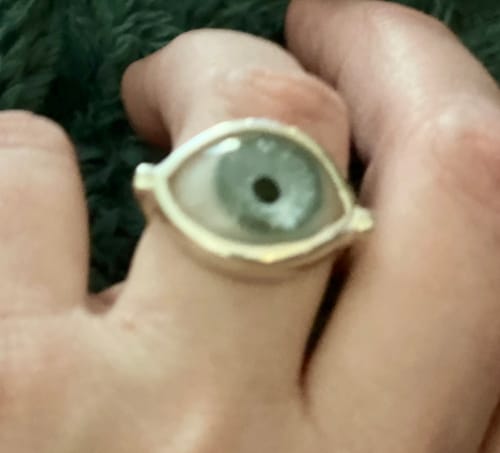 Customer photo review of Sample Sale - Hand Painted Silver Eye Ring