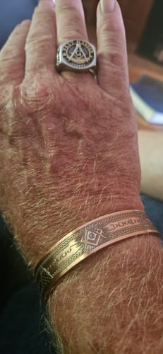 Customer photo review of Mens Masonic Bangle Pure Copper Bracelet - Magnetic