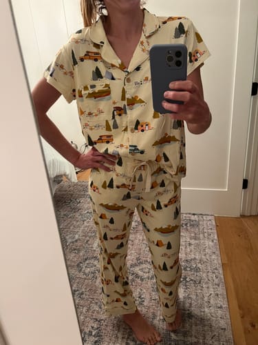 Customer photo review of Ladies Button Up Cropped Pant Set - HAPPY CAMPER