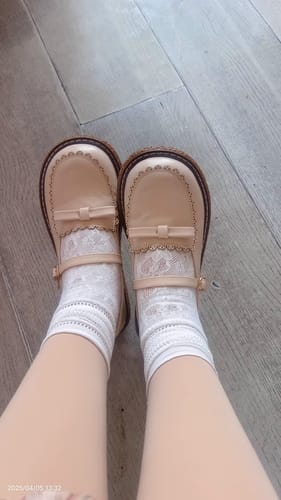 Customer photo review of Round Toe Brogue Style Retro Mary Jane Shoes