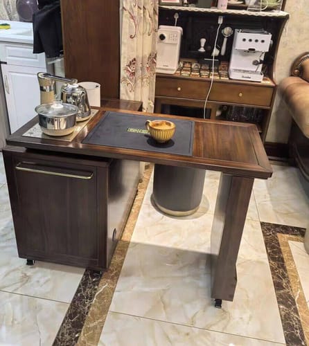 Customer photo review of Extendable & Rotatable Walnut Movable Tea Table