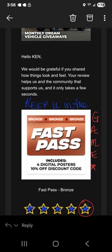 Customer photo review of Fast Pass - Bronze