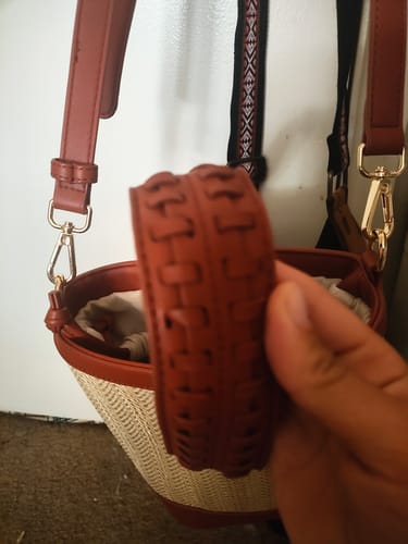 Customer photo review of Marina Raffia Straw Bucket Bag