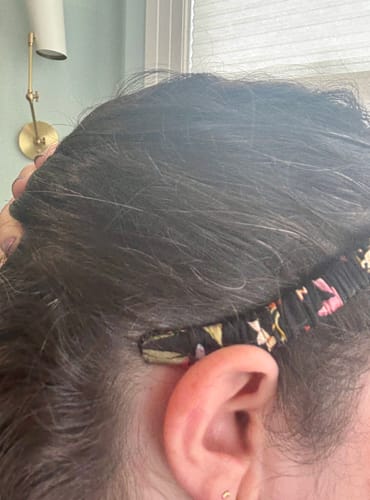 Customer photo review of Midnight Blooms Comfort Curve Silk Headband