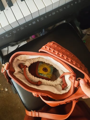 Customer photo review of Marina Raffia Straw Bucket Bag