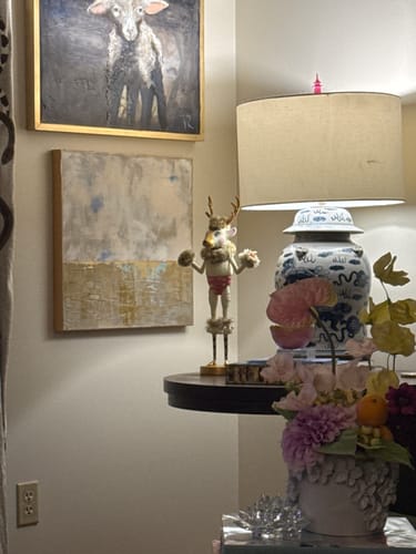 Customer photo review of 19" Hot Pink La Renne, Tabletop Edition Deer | Glitterville