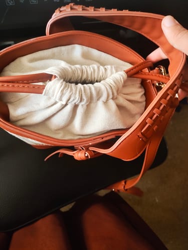 Customer photo review of Marina Raffia Straw Bucket Bag