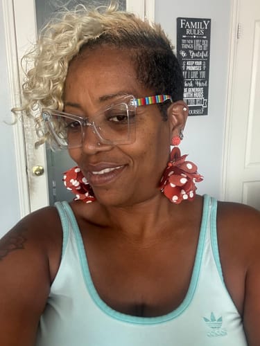 Customer photo review of Flower Petals Puff Earring - Prints