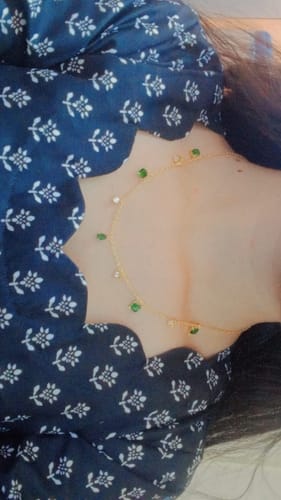 Customer photo review of Emerald Diamond Station Necklace