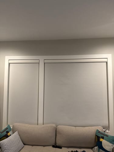 Customer photo review of SmartWings Motorized Light Filtering Roller Shades 70% Blackout Safari