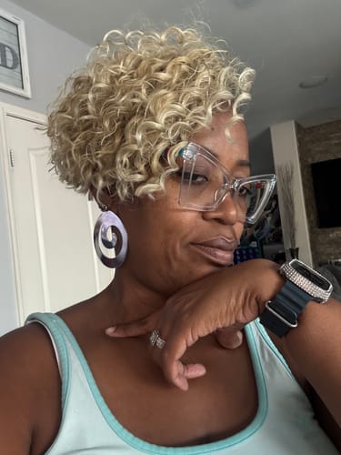 Customer photo review of High polish round swirl stud earrings