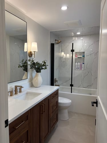 Customer photo review of Bridgeport 60" American Black Walnut Bathroom Vanity