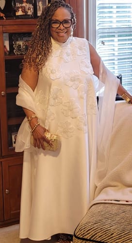 undefined review of Juliana 3D floral Dress | White image 1 out of 2